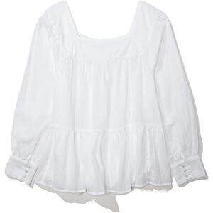 American Eagle Milkmaid Square Neck Blouse Medium White Prairie Boho Cottage